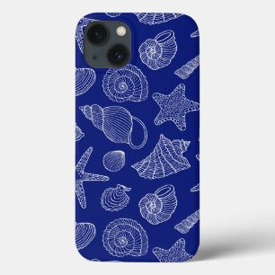 Funda Para iPhone 13 Patrón de shell azul brillante