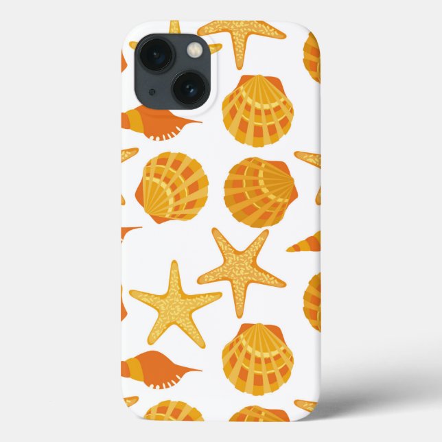 Funda De Case-Mate Para iPhone Patrón de shell de playa de naranja (Reverso)