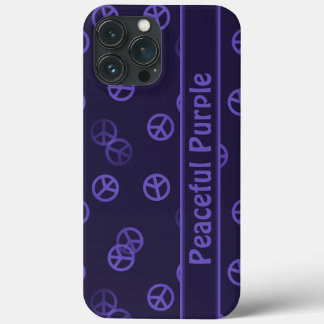 Funda Para iPhone 13 Pro Max Patrón de signo de paz púrpura con texto Personali