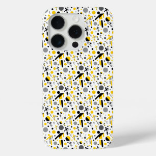 Funda Para iPhone 15 Pro Patrón de silueta de fútbol amarillo negro lindo