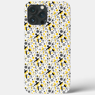 Funda Para iPhone 13 Pro Max Patrón de silueta de fútbol amarillo negro lindo