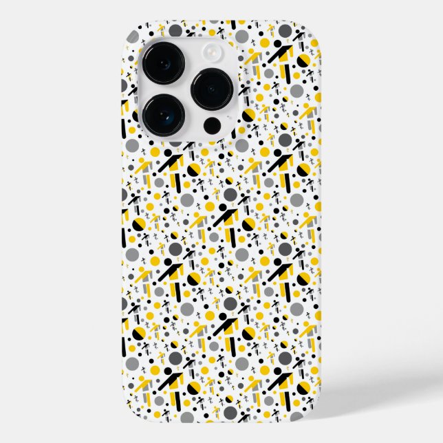 Funda De Case-Mate Para iPhone Patrón de silueta de fútbol amarillo negro lindo (Reverso )