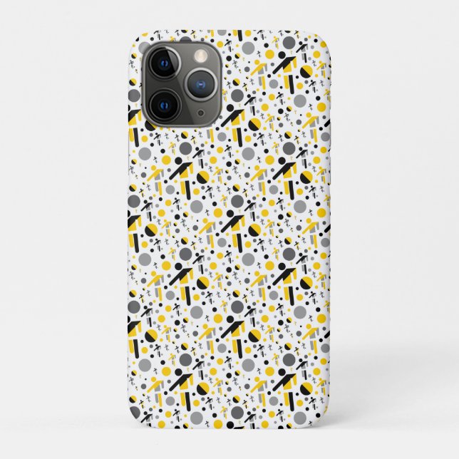 Funda De Case-Mate Para iPhone Patrón de silueta de fútbol amarillo negro lindo (Reverso)