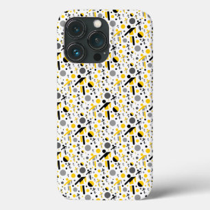 Funda Para iPhone 13 Pro Patrón de silueta de fútbol amarillo negro lindo