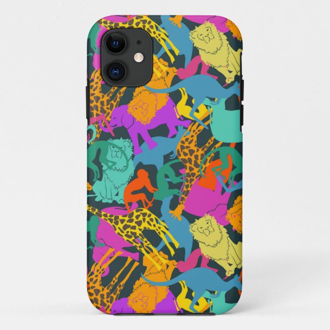 Funda De Case-Mate Para iPhone Patrón de siluetas animales (Reverso)