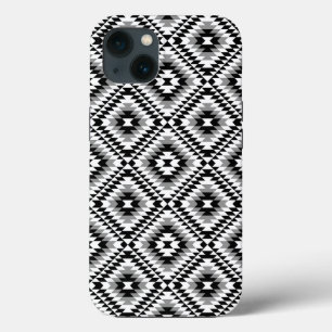Funda Para iPhone 13 Patrón de símbolo azteca estilo BW+Gray