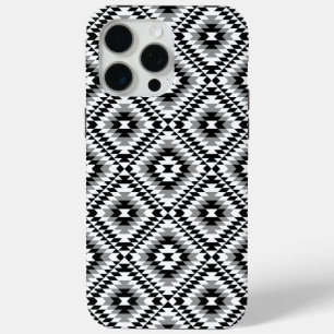 Funda Para iPhone 15 Pro Max Patrón de símbolo azteca estilo BW+Gray