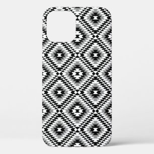 Funda Para iPhone 12 Patrón de símbolo azteca estilo BW+Gray