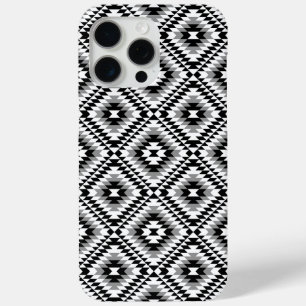 Funda Para iPhone 15 Pro Max Patrón de símbolo azteca estilo BW+Gray