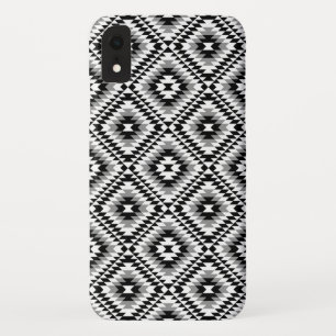 Funda Para iPhone XR Patrón de símbolo azteca estilo BW+Gray