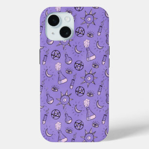 Funda Para iPhone 15 Patrón de símbolos ocultas de brujería - místico m
