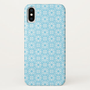 Funda Para iPhone X Patrón de simetría geométrica azul claro brillante