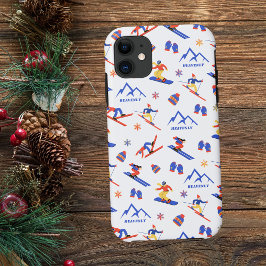 Funda Para iPhone 11 Patrón de snowboard en la estación de esquí de Cal