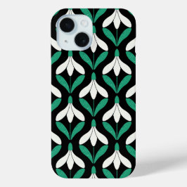 Funda Para iPhone 15 Patrón de Snowdrop moderno de Retro Scandi Mid Cen