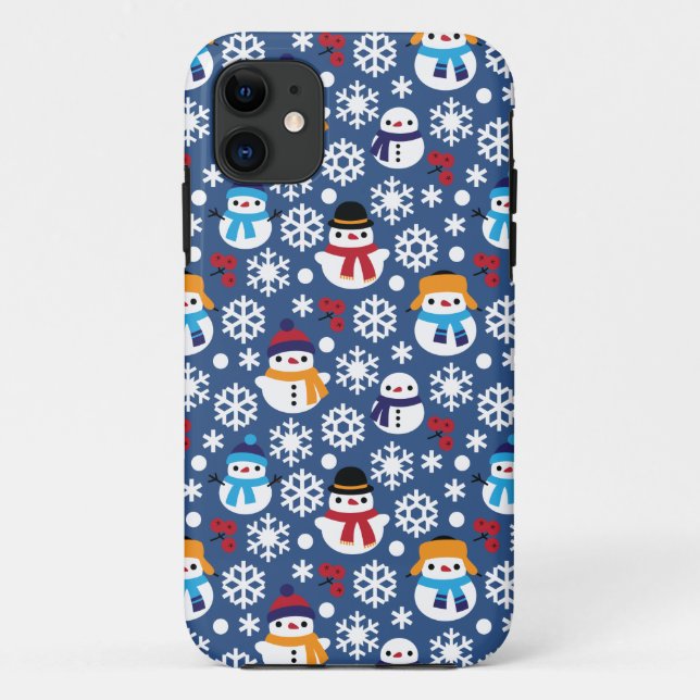 Funda De Case-Mate Para iPhone Patrón de Snowmans y Snowflakes Seamless (Reverso)