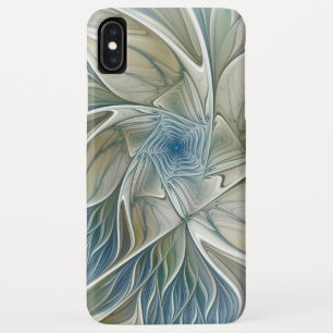 Funda Para iPhone XS Max Patrón de sueño floral abstracto azul caqui fracta