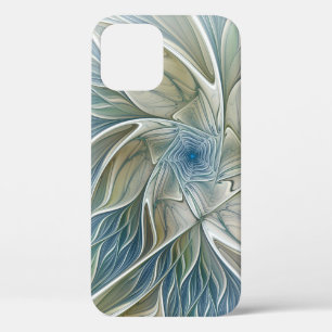 Funda Para iPhone 12 Pro Patrón de sueño floral abstracto azul caqui fracta