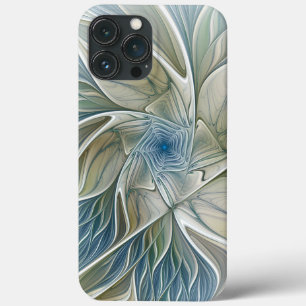 Funda Para iPhone 13 Pro Max Patrón de sueño floral abstracto azul caqui fracta