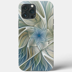 Funda Para iPhone 13 Pro Max Patrón de sueño floral abstracto azul caqui fracta