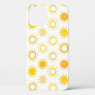 Funda Para iPhone 12 Patrón de Suns de Doodle dibujado a mano