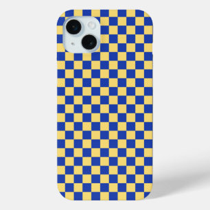 Funda Para iPhone 15 Mini Patrón de tablero a cuadros amarillo mantequilla y