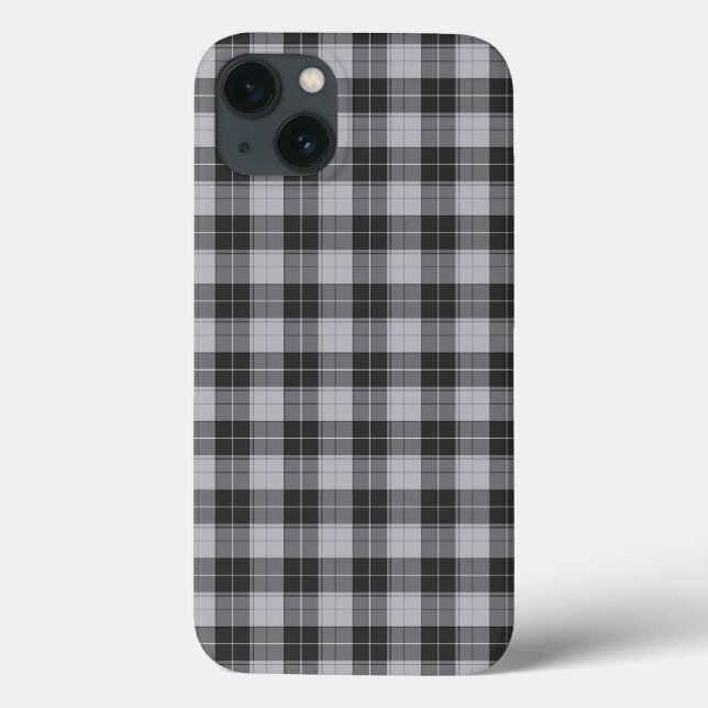 Funda De Case-Mate Para iPhone Patrón de tartán simple en gris (Reverso)
