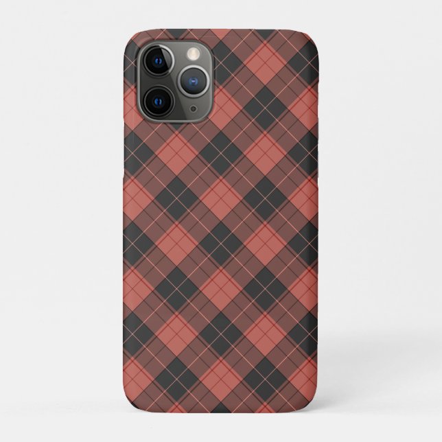 Funda De Case-Mate Para iPhone Patrón de tartán simple en rojo (Reverso)