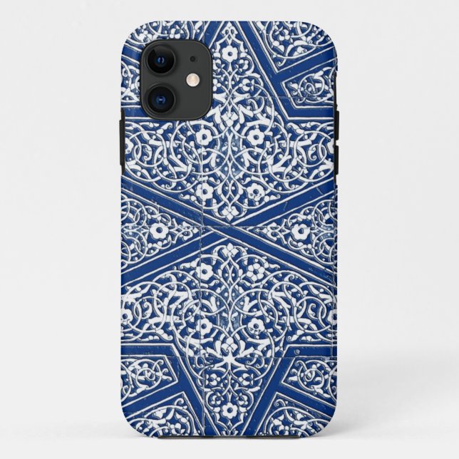 Funda De Case-Mate Para iPhone Patrón de tejas persas - azul cobalto y blanco (Reverso)