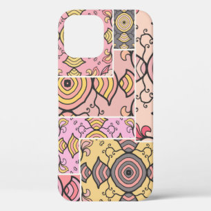 Funda Para iPhone 12 Patrón de tejido de retazos vintage. Decoración de