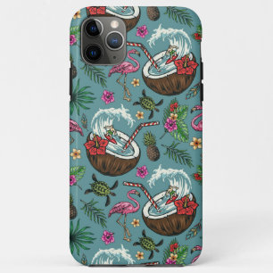 Funda Para iPhone 11 Pro Max Patrón de temática tropical del surf retro