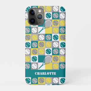 Funda Para iPhone 11 Pro Patrón de tenis verde, amarillo y gris 😍