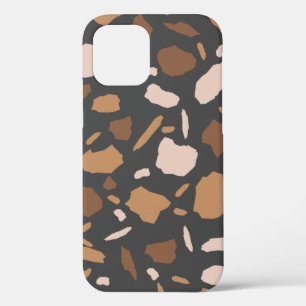 Funda Para iPhone 12 Patrón de terrazo marrón, beige, tan y gris