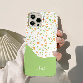 Funda Para iPhone 14 De Case-Mate Patrón de Terrazzo Abstracto Naranja Verde Claro
