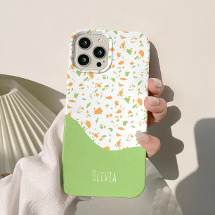 Funda Para iPhone 14 De Case-Mate Patrón de Terrazzo Abstracto Naranja Verde Claro