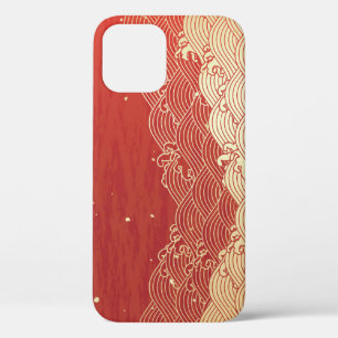 Funda Para iPhone 12 Patrón de textura de papel de onda dorada