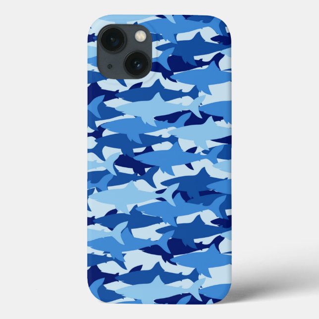 Funda De Case-Mate Para iPhone Patrón de tiburón azul (Reverso)