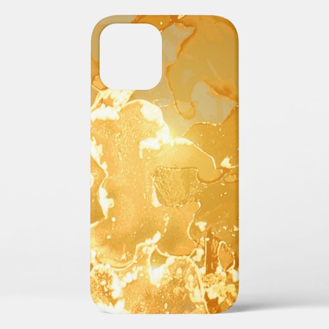 Funda De Case-Mate Para iPhone Patrón de tinta de mármol amarillo dorado (Reverso )