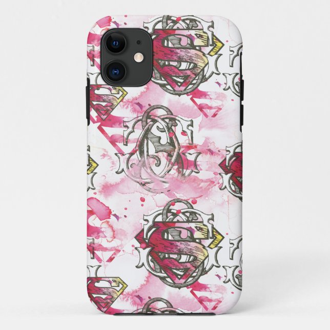 Funda De Case-Mate Para iPhone Patrón de tinta rosa superchica (Reverso)