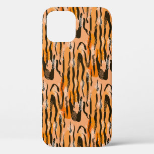 Funda Para iPhone 12 Patrón de tira de tigre de popa