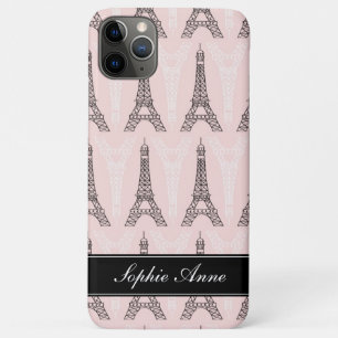 Funda Para iPhone 11 Pro Max Patrón de torre Eiffel Rosa de Moda