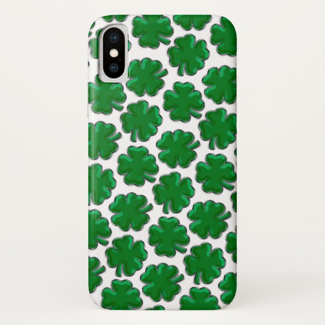 Funda De Case-Mate Para iPhone Patrón de tracción verde de cuatro hojas (Reverso)