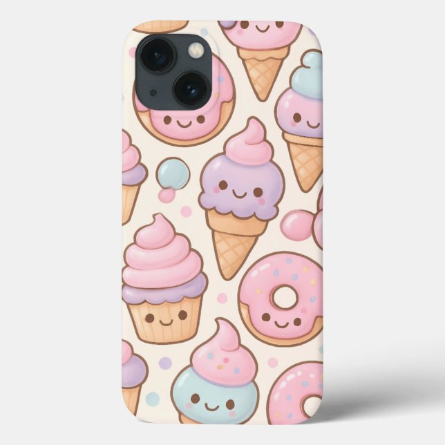Funda De Case-Mate Para iPhone Patrón de tratamientos dulces Kawaii - Pasteles so (Reverso)