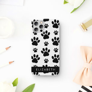Funda Para iPhone 12 Pro Patrón de traza, garras de perro, negro y blanco, 