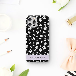 Funda Para iPhone 12 Pro Patrón de traza, garras de perro, negro y blanco, 