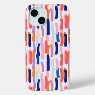 Funda Para iPhone 15 Patrón de trazo de pincel colorido