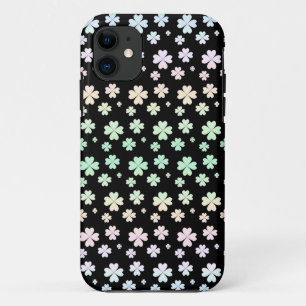 Funda Para iPhone 11 Patrón de trébol de color pastel moderno sobre neg