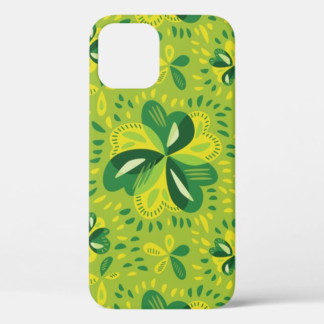 Funda De Case-Mate Para iPhone Patrón de trébol irlandés verde (Reverso )