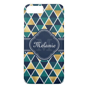 Funda Para iPhone 8 Plus/7 Plus Patrón de triángulo geométrico oro Verde azulado m
