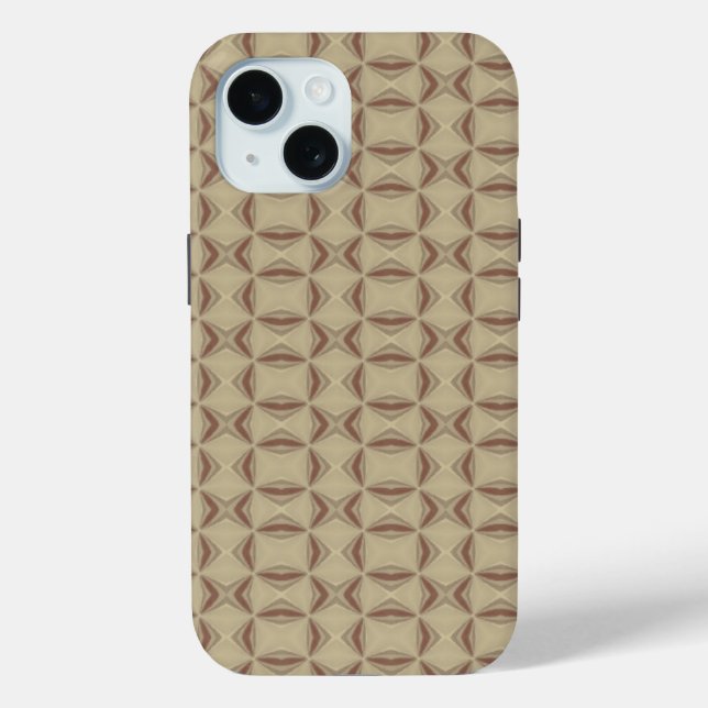 Funda De Case-Mate Para iPhone Patrón de triángulos decorativos marrones (Reverso )