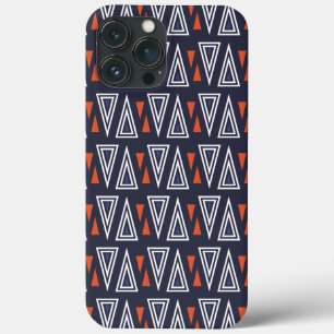 Funda Para iPhone 13 Pro Max Patrón de triángulos geométricos azul oscuro y roj